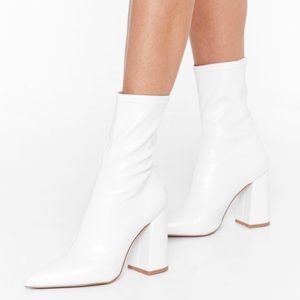 White Sock High Heel Boots